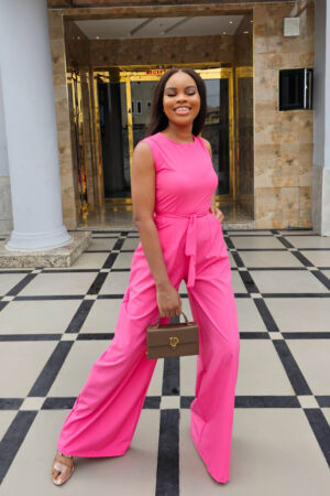 Pink Sleeveless Jumpsuit