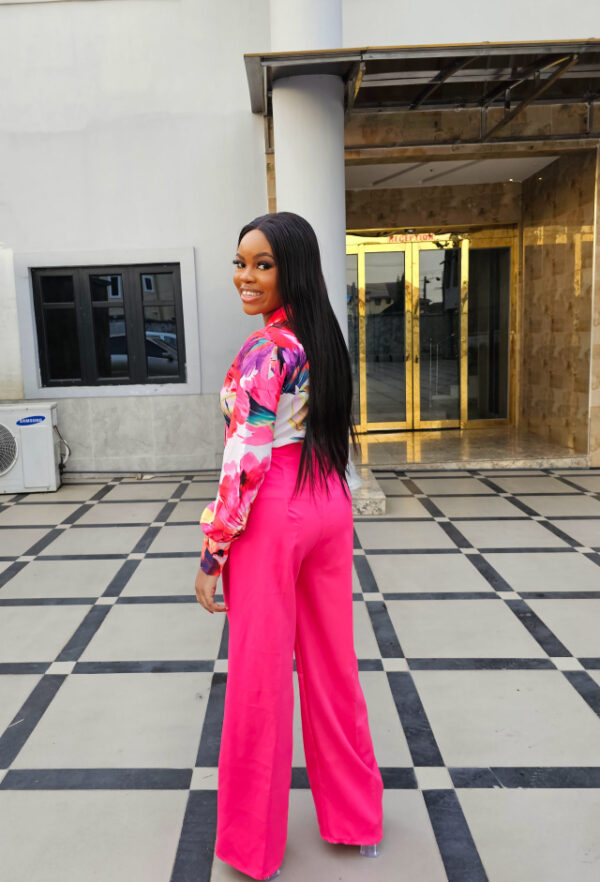 PINK FLORAL BLOUSE & TROUSER SET - Image 2