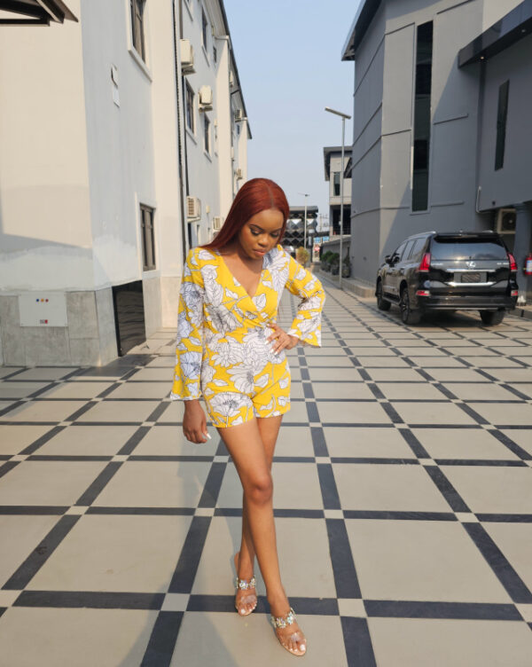 Yellow Long Sleeves Playsuit