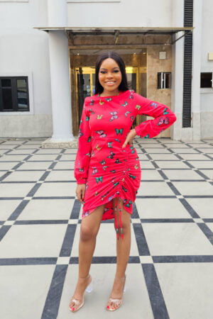 RED BUTTERFLY PRINT DRESS