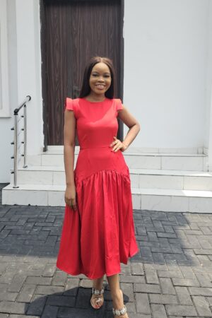 RED MIDI SLEEVELESS DRESS
