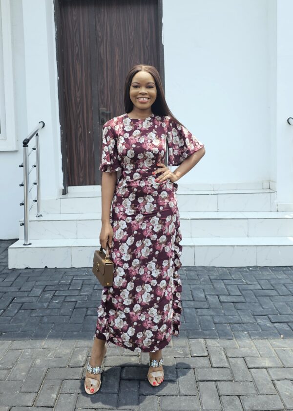 MAROON FLORAL MAXI DRESS - Image 2
