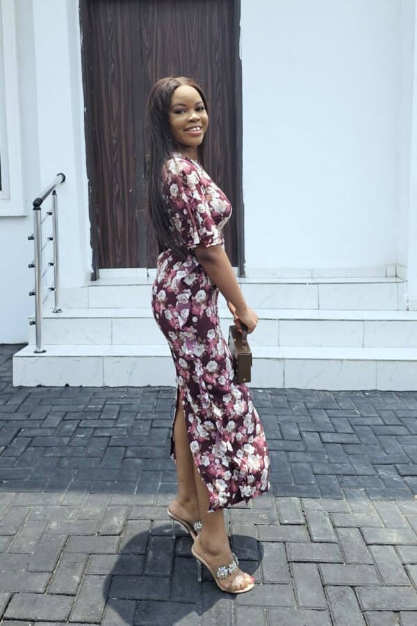 MAROON FLORAL MAXI DRESS - Image 4
