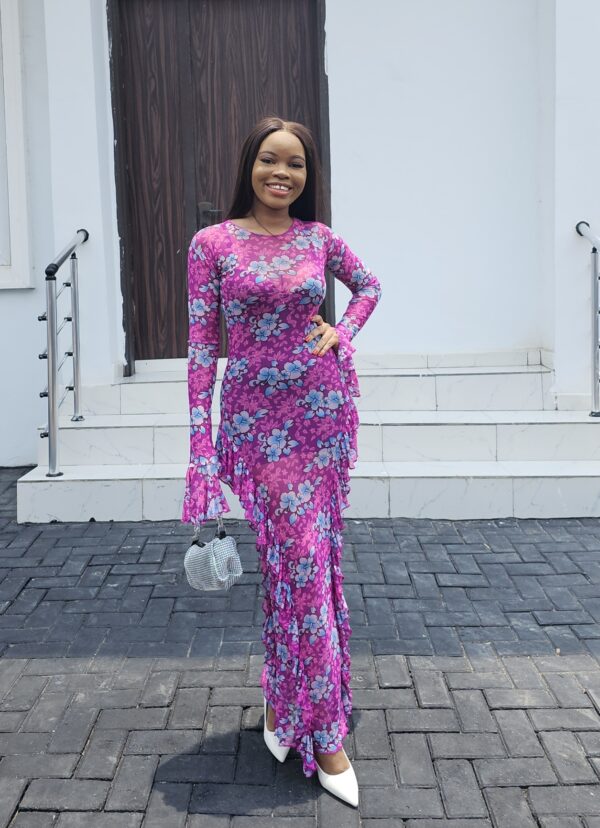 PINK FLORAL MESH DRESS