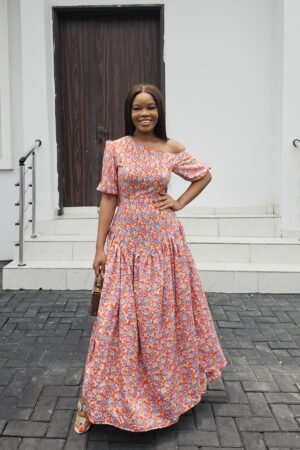 ORANGE FLORAL MAXI DRESS
