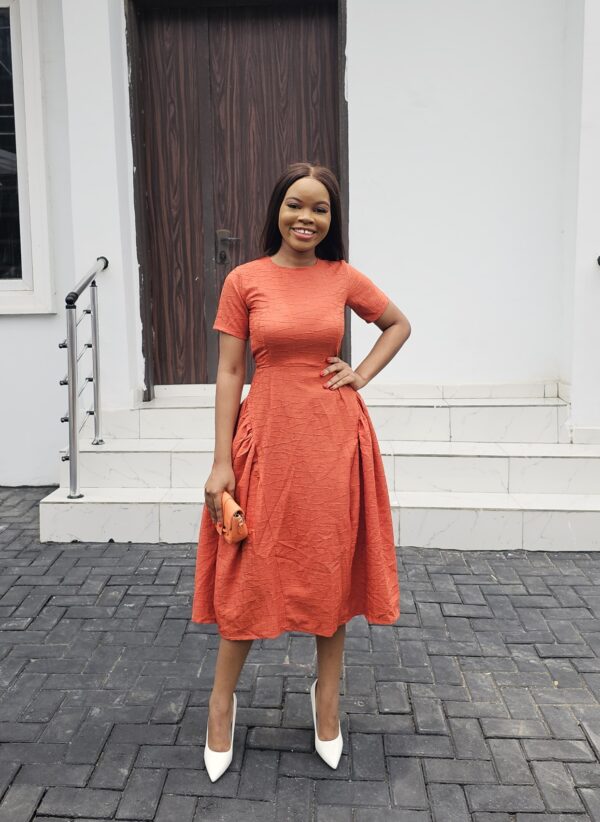 BURNT ORANGE MIDI DRESS