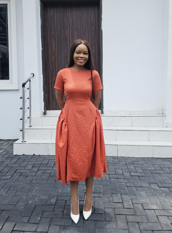 BURNT ORANGE MIDI DRESS - Image 3