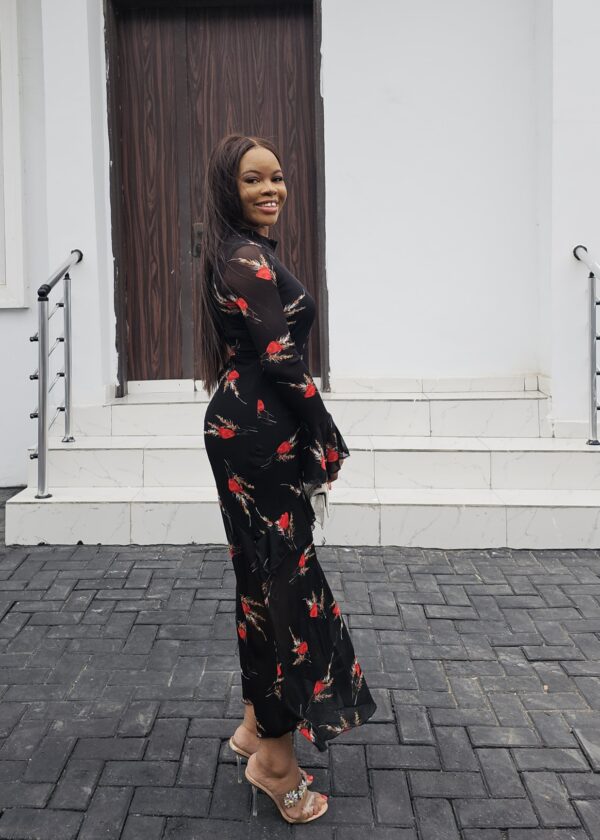 BLACK & RED MESH MAXI DRESS - Image 4