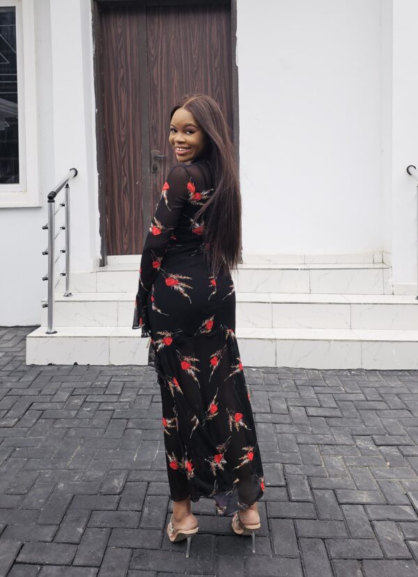 BLACK & RED MESH MAXI DRESS - Image 2