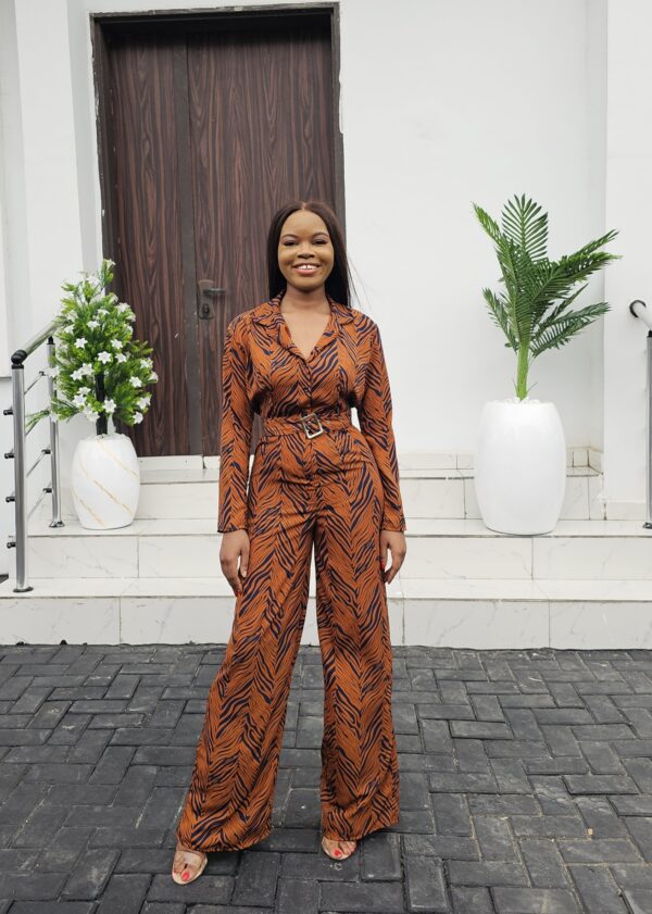 BROWN BELTED JUMPSUIT