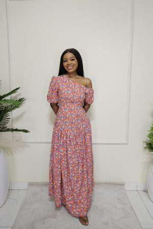 ORANGE FLORAL MAXI DRESS