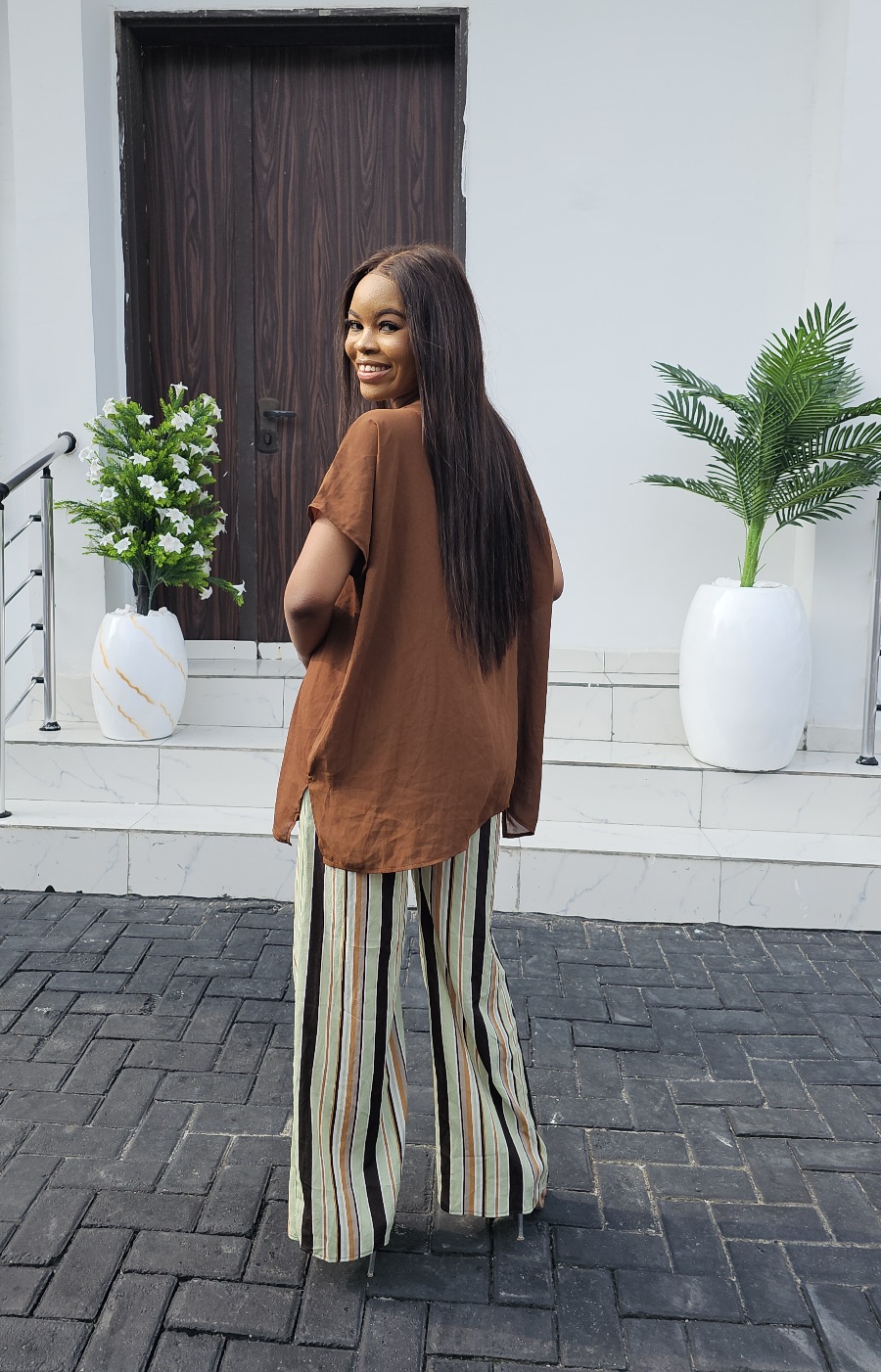 BROWN CHIFFON BLOUSE - Image 3