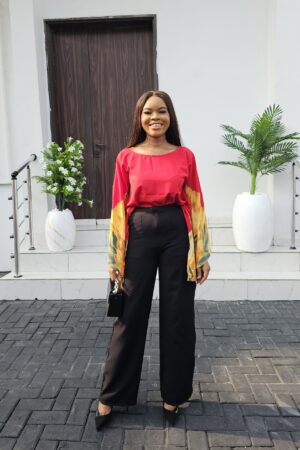 RED BORDER BUBU BLOUSE