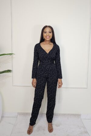 BLACK DOTTED JUMPSUIT