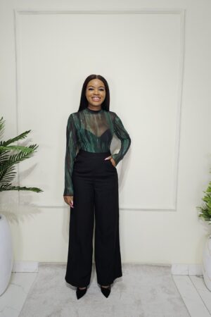 BLACK & GREEN MESH TOP