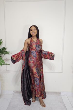SILK COWL DRESS & KIMONO SET