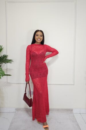 RED LACE BODYCON DRESS