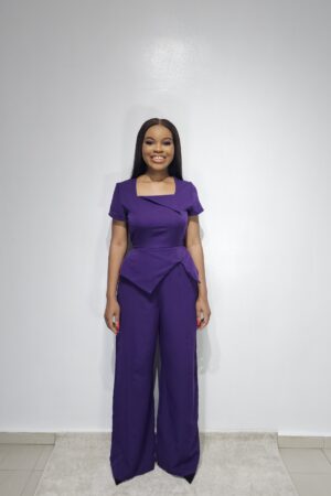 PURPLE SQUARE NECK JUMPSUIT