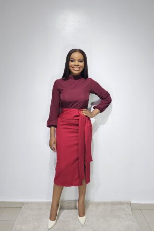 RED & MAROON TWO-TONE DRESS