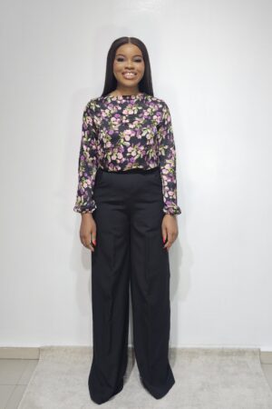 SILK FLORAL HIGH NECK BLOUSE