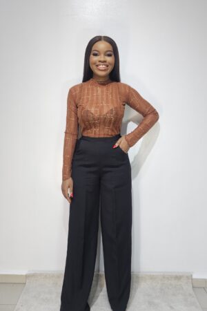 BROWN MESH TOP