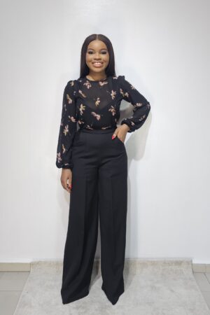 CHIFFON BLACK PRINT BLOUSE