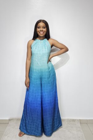 BLUE OMBRE HALTER JUMPSUIT