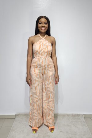 HALTER STRIPED JUMPSUIT