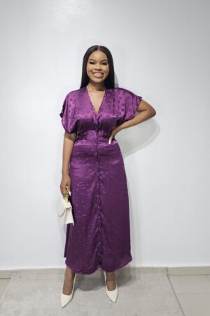 PURPLE SILK MAXI SHIRT DRESS