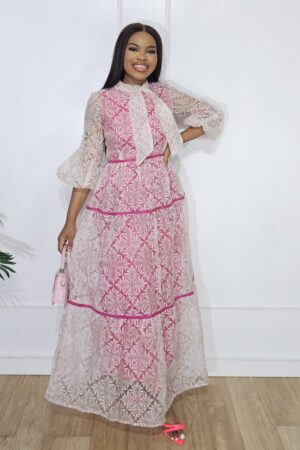 TIERED ORGANZA MAXI DRESS