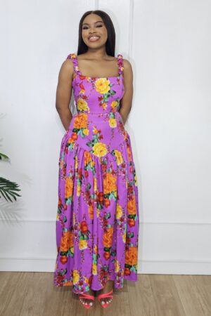 PURPLE FLORAL MAXI DRESS