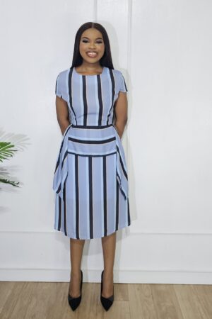 STRIPED PEPLUM DRESS