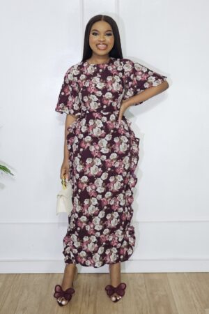 MAROON FLORAL MAXI DRESS