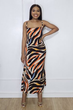 CAMI PRINT SIDE SLIT DRESS